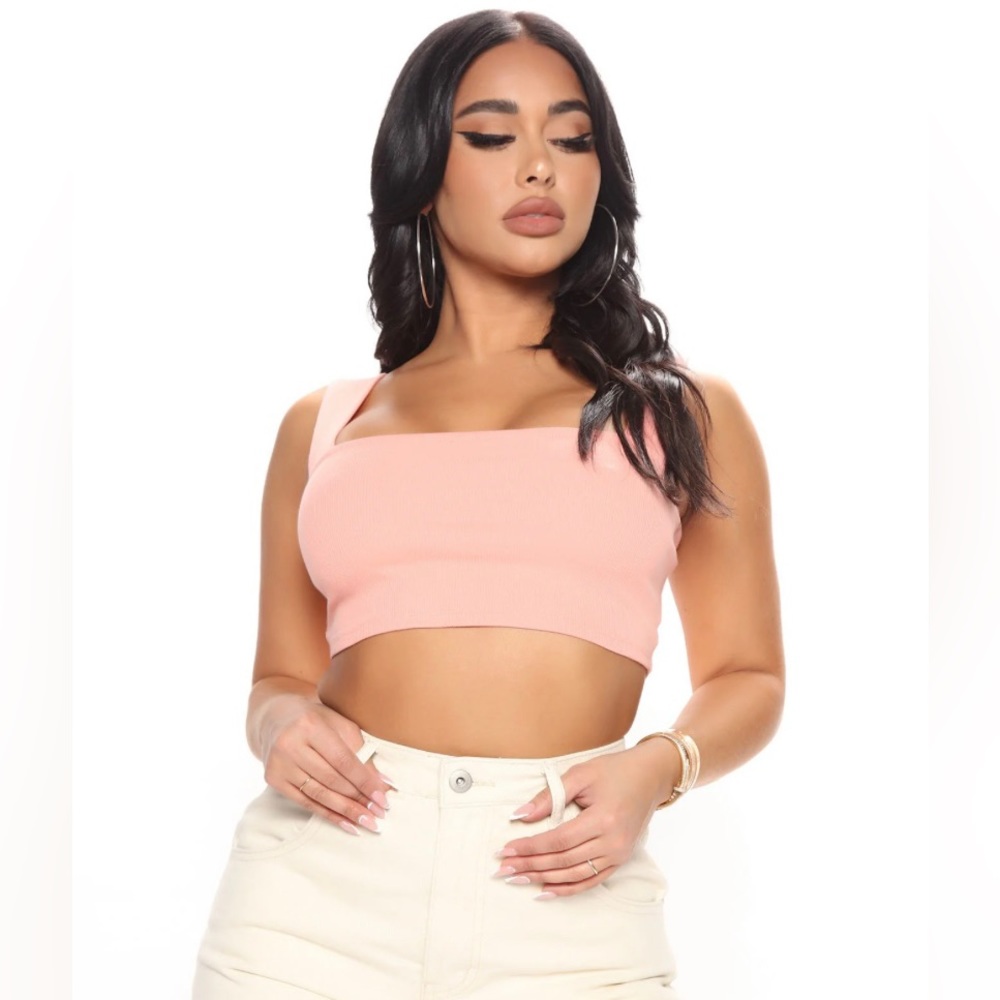 Hailey Crop Tank-Peach